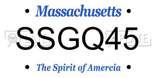 SSGQ45 Massachusetts License Plate