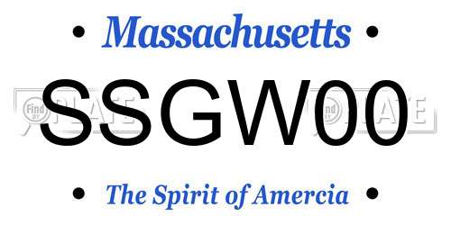 SSGW00 Massachusetts License Plate
