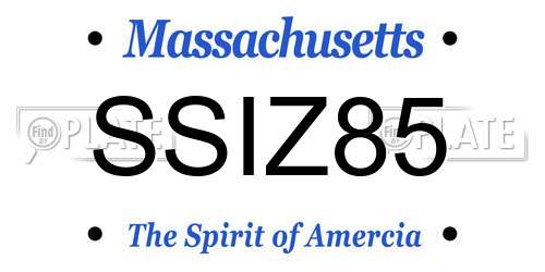 SSIZ85 Massachusetts License Plate