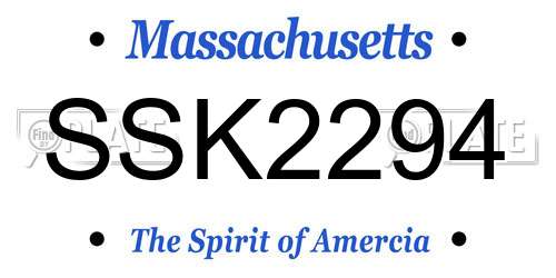 SSK2294 Massachusetts License Plate