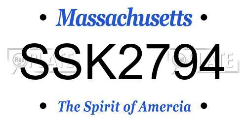 SSK2794 Massachusetts License Plate