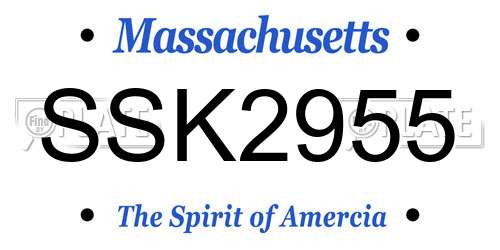 SSK2955 Massachusetts License Plate