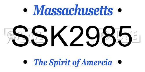 SSK2985 Massachusetts License Plate