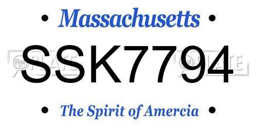 SSK7794 Massachusetts License Plate