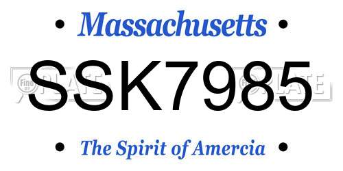 SSK7985 Massachusetts License Plate