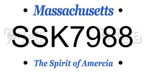 SSK7988 Massachusetts License Plate