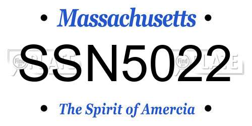 SSN5022 Massachusetts License Plate