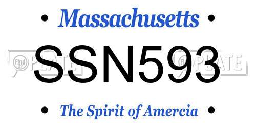 SSN593 Massachusetts License Plate