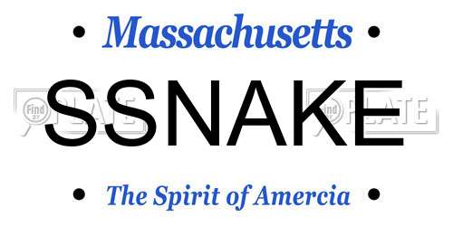 SSNAKE Massachusetts License Plate