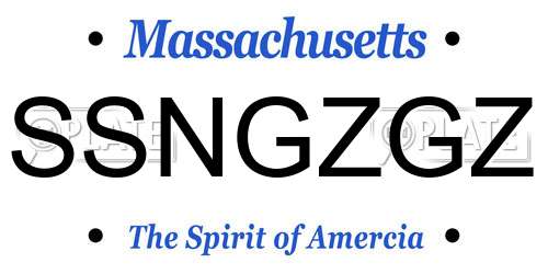 SSNGZGZ Massachusetts License Plate