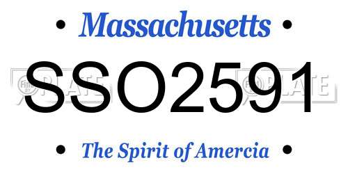 SSO2591 Massachusetts License Plate