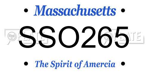 SSO265 Massachusetts License Plate