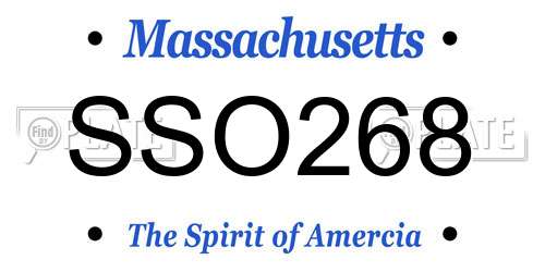 SSO268 Massachusetts License Plate