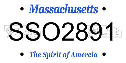 SSO2891 Massachusetts License Plate