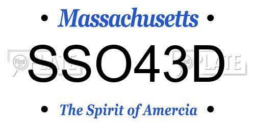 SSO43D Massachusetts License Plate