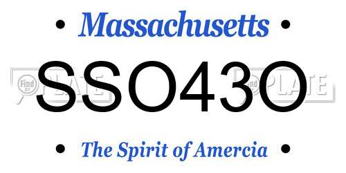 SSO43O Massachusetts License Plate