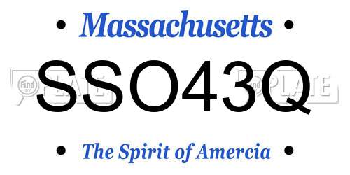 SSO43Q Massachusetts License Plate