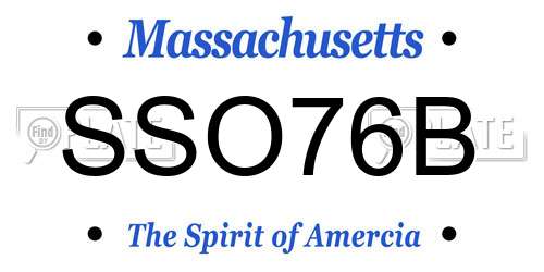 SSO76B Massachusetts License Plate