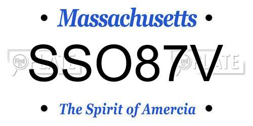 SSO87V Massachusetts License Plate