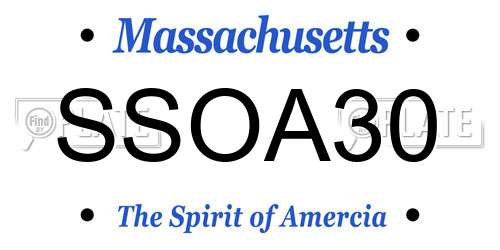 SSOA30 Massachusetts License Plate