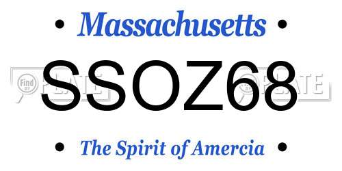 SSOZ68 Massachusetts License Plate