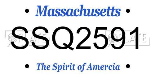 SSQ2591 Massachusetts License Plate
