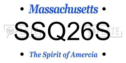 SSQ26S Massachusetts License Plate