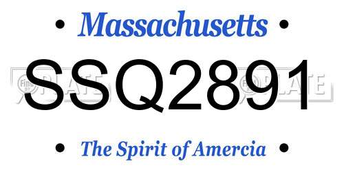 SSQ2891 Massachusetts License Plate