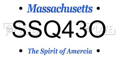 SSQ43O Massachusetts License Plate