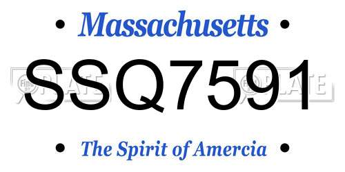SSQ7591 Massachusetts License Plate