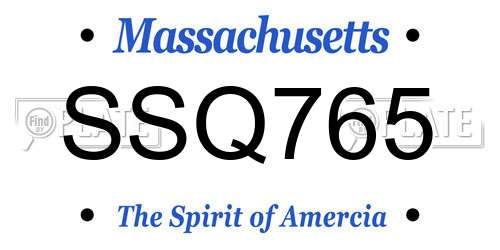 SSQ765 Massachusetts License Plate