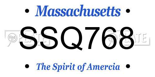 SSQ768 Massachusetts License Plate