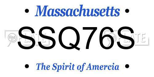 SSQ76S Massachusetts License Plate
