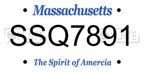 SSQ7891 Massachusetts License Plate
