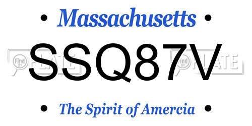 SSQ87V Massachusetts License Plate