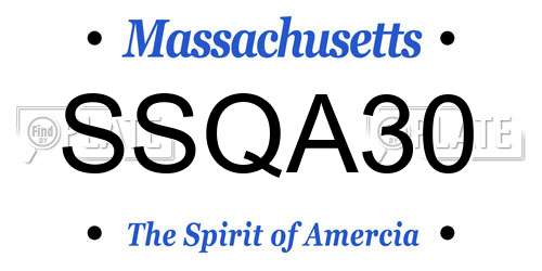 SSQA30 Massachusetts License Plate