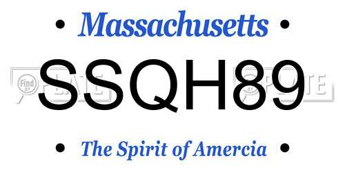 SSQH89 Massachusetts License Plate