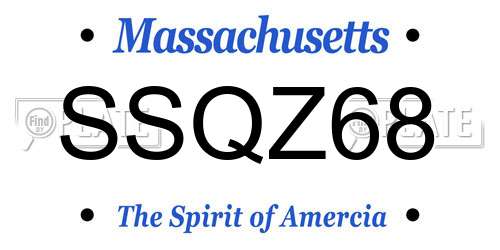 SSQZ68 Massachusetts License Plate