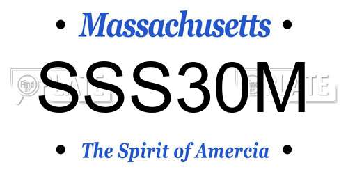 SSS30M Massachusetts License Plate