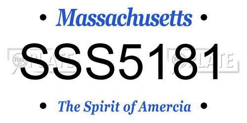 SSS5181 Massachusetts License Plate