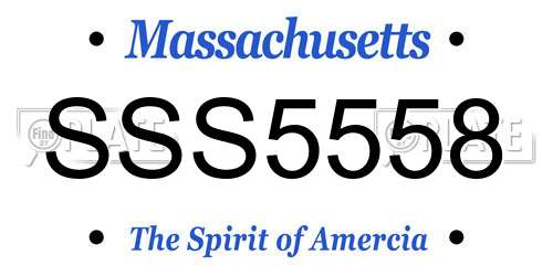 SSS5558 Massachusetts License Plate