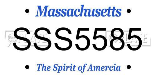 SSS5585 Massachusetts License Plate