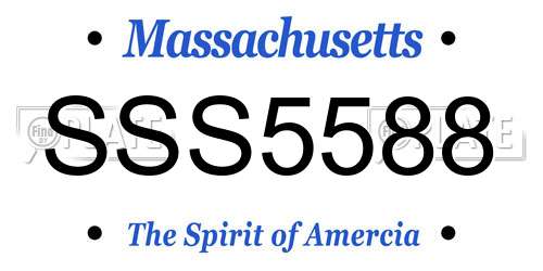 SSS5588 Massachusetts License Plate
