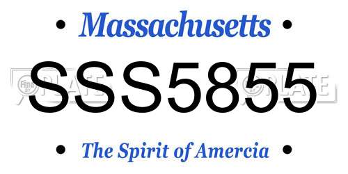 SSS5855 Massachusetts License Plate