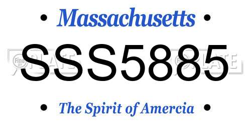 SSS5885 Massachusetts License Plate
