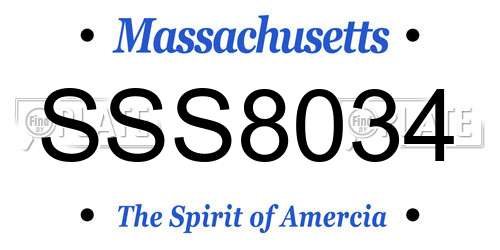 SSS8034 Massachusetts License Plate