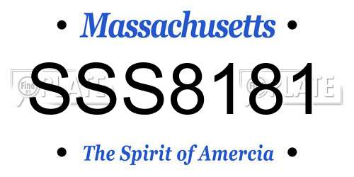 SSS8181 Massachusetts License Plate