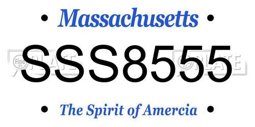 SSS8555 Massachusetts License Plate