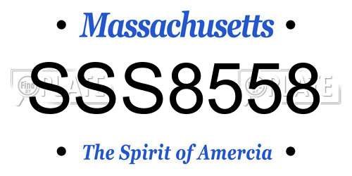 SSS8558 Massachusetts License Plate