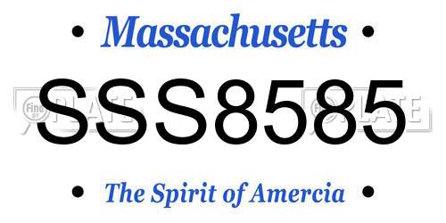 SSS8585 Massachusetts License Plate